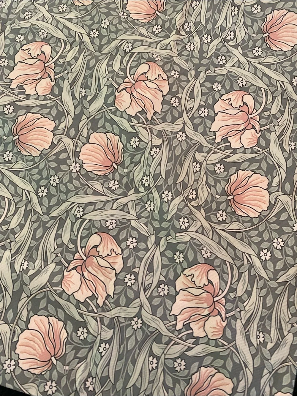 Soft Peach Floral large bolster casing on Sage-Grey Background -insert needed.